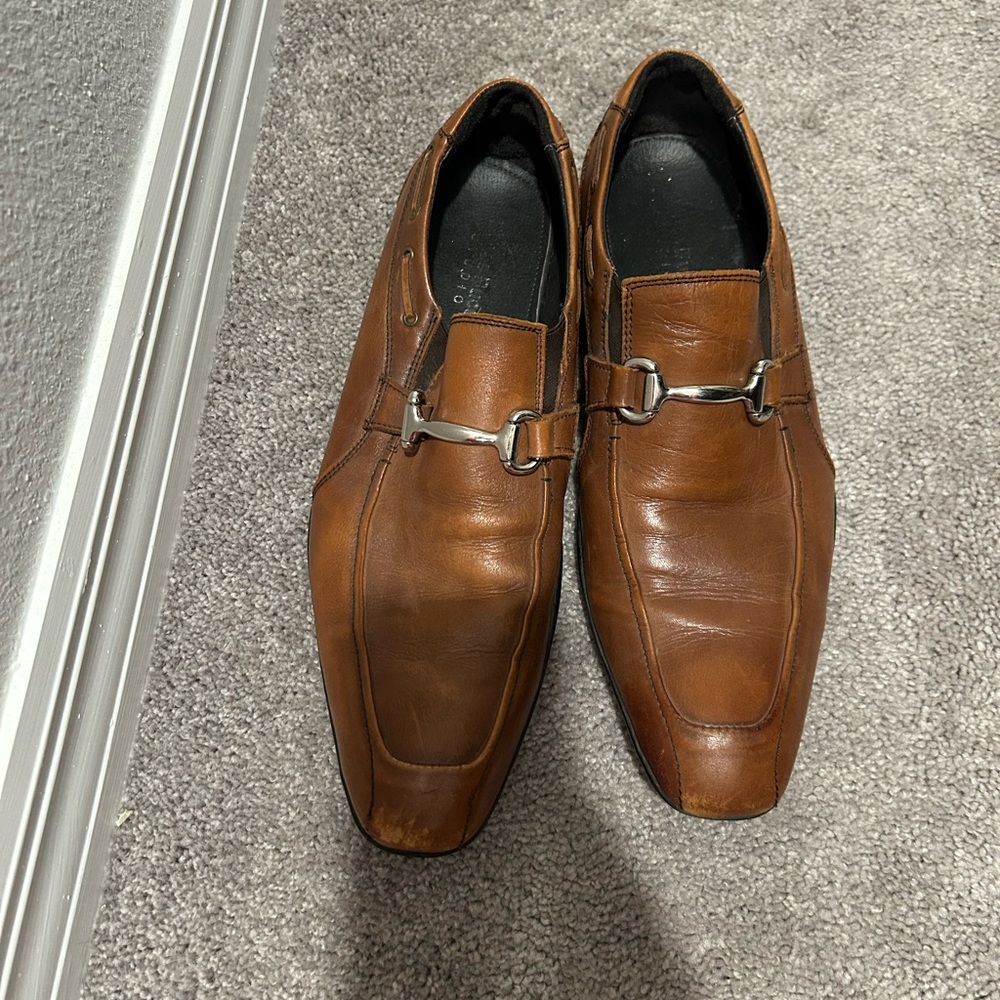 Bacco Bucci Brown Leather Slip-On Loafers